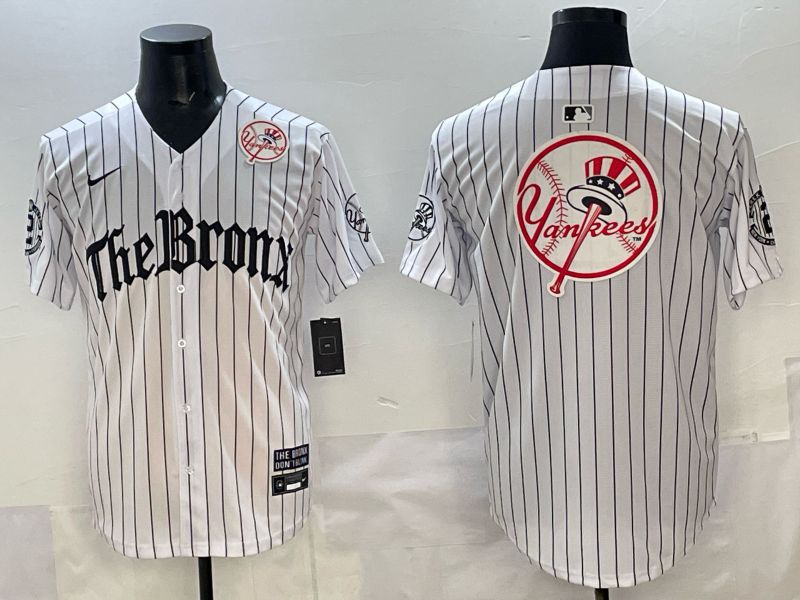 Men 2025 New York Yankees Blank White Stripe Five generations Joint Name Nike MLB Jersey style 022->new york yankees->MLB Jersey